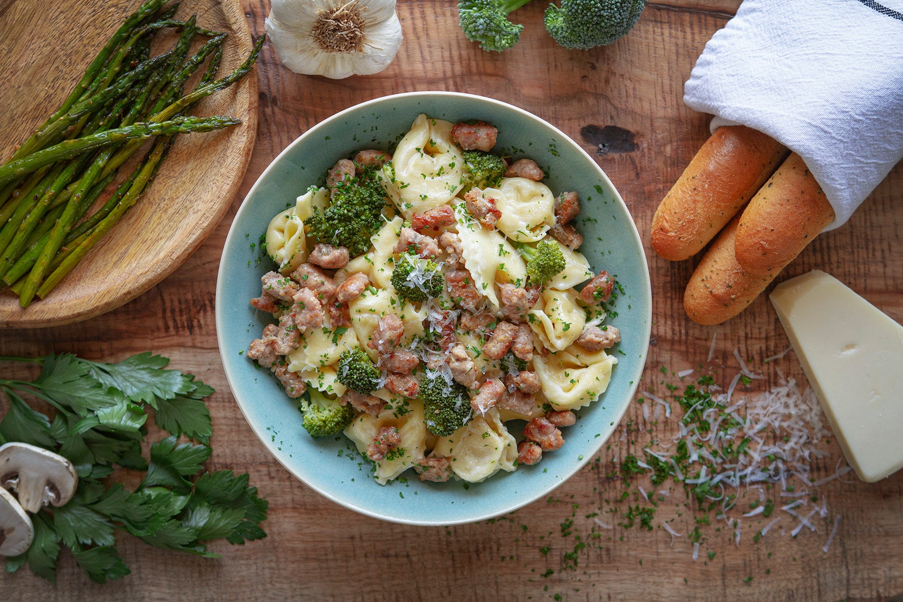 Cooked Recipe Photo of Italian Sausage & Broccoli Tortellini Pasta