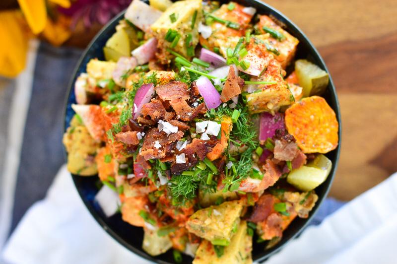 Chipotle Bacon Sweet Potato Salad | Pederson's Natural Farms