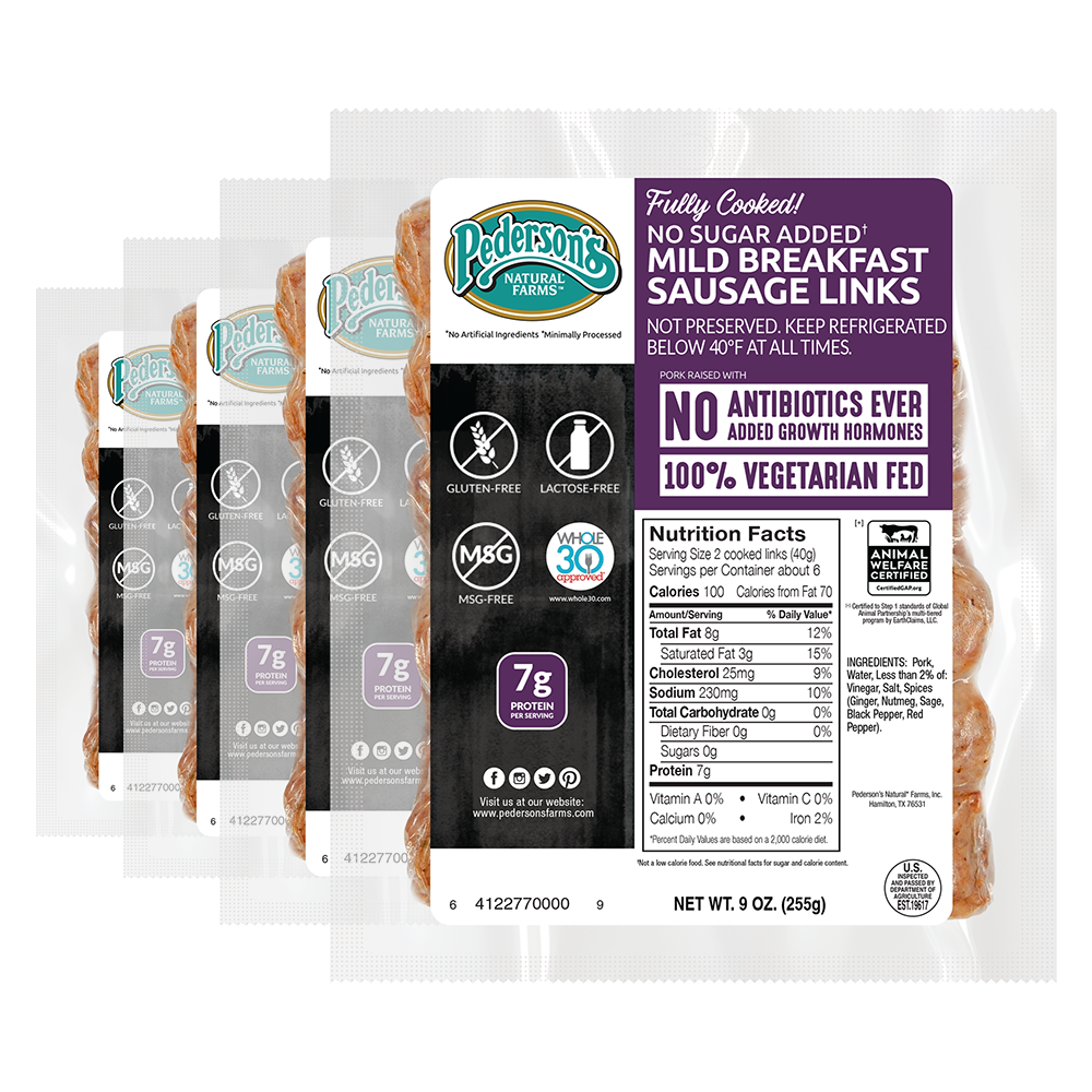 4 packages of No Sugar Added Fully Cooked Mild Breakfast Sausage Links