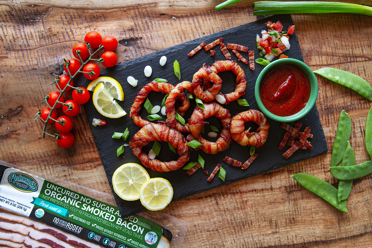 BBQ Glazed Bacon Wrapped Onion Rings