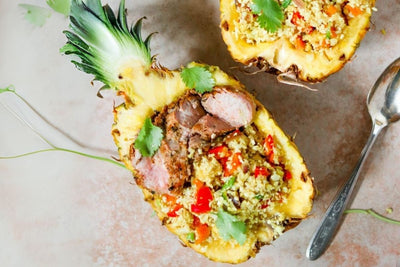 Paleo Pineapple Fried Rice with Grilled Pineapple Pork