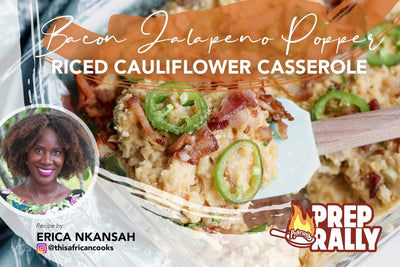 Bacon Jalapeno Popper Riced Cauliflower Casserole