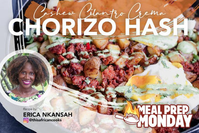 Chorizo Hash with Cashew Cilantro Crema