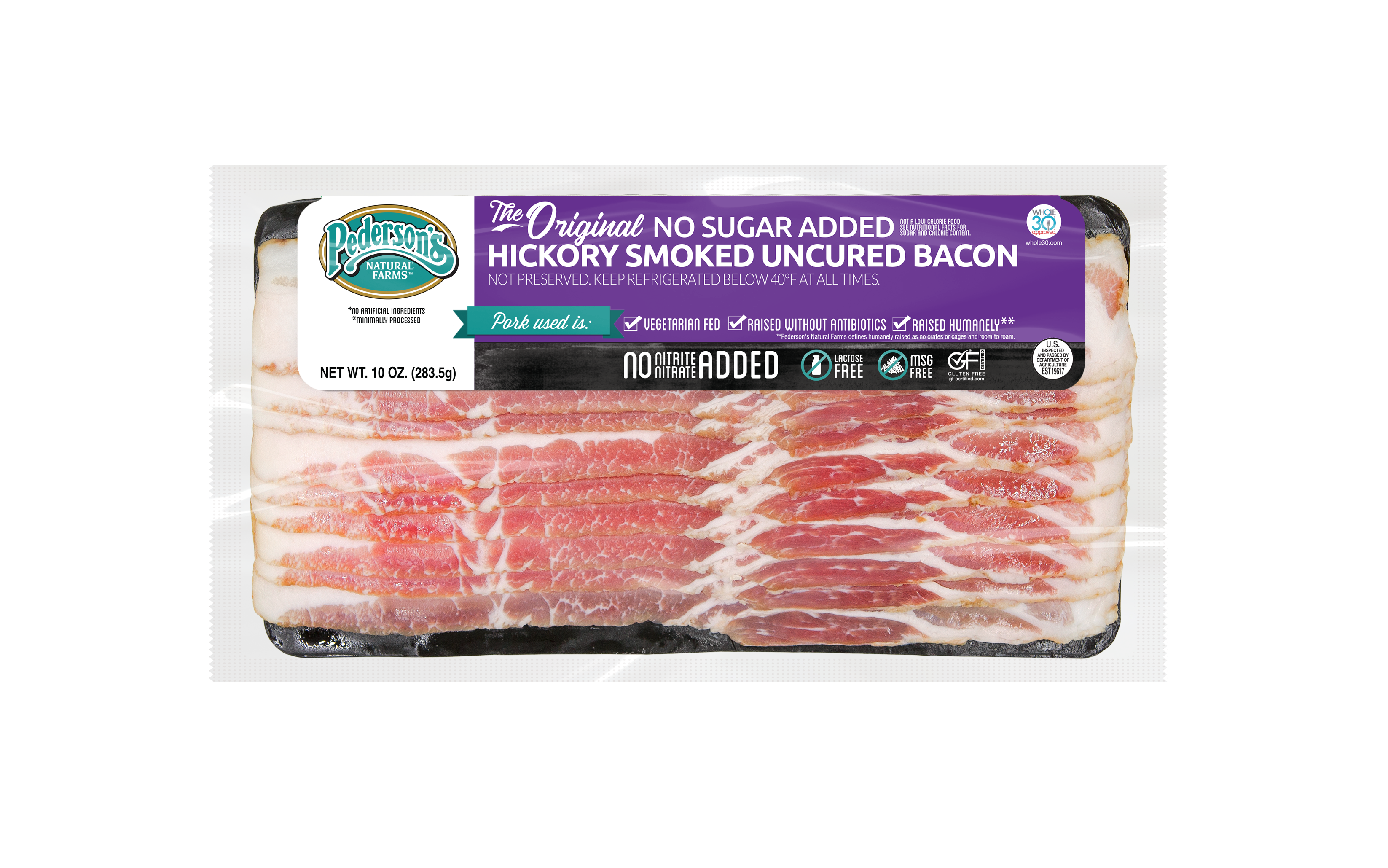 No Sugar Added Hickory Smoked Uncured Bacon (4 Pack)