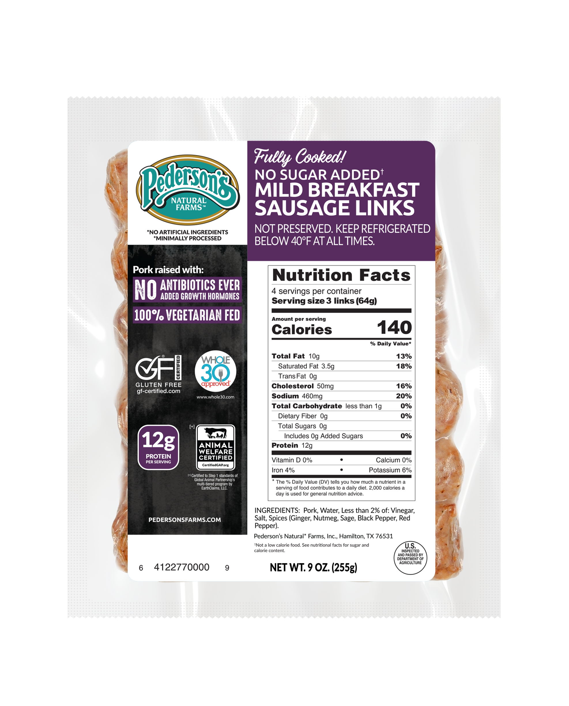 Fully Cooked Mild Breakfast Sausage Links (4 Pack)