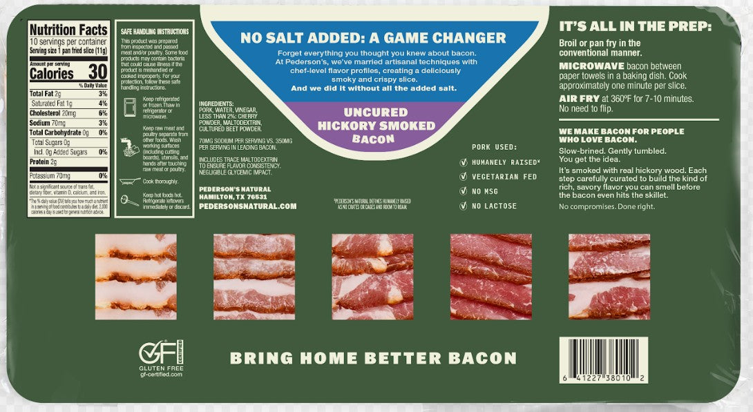 *NEW* Uncured Hickory Smoked No Salt Bacon (4 Pack)