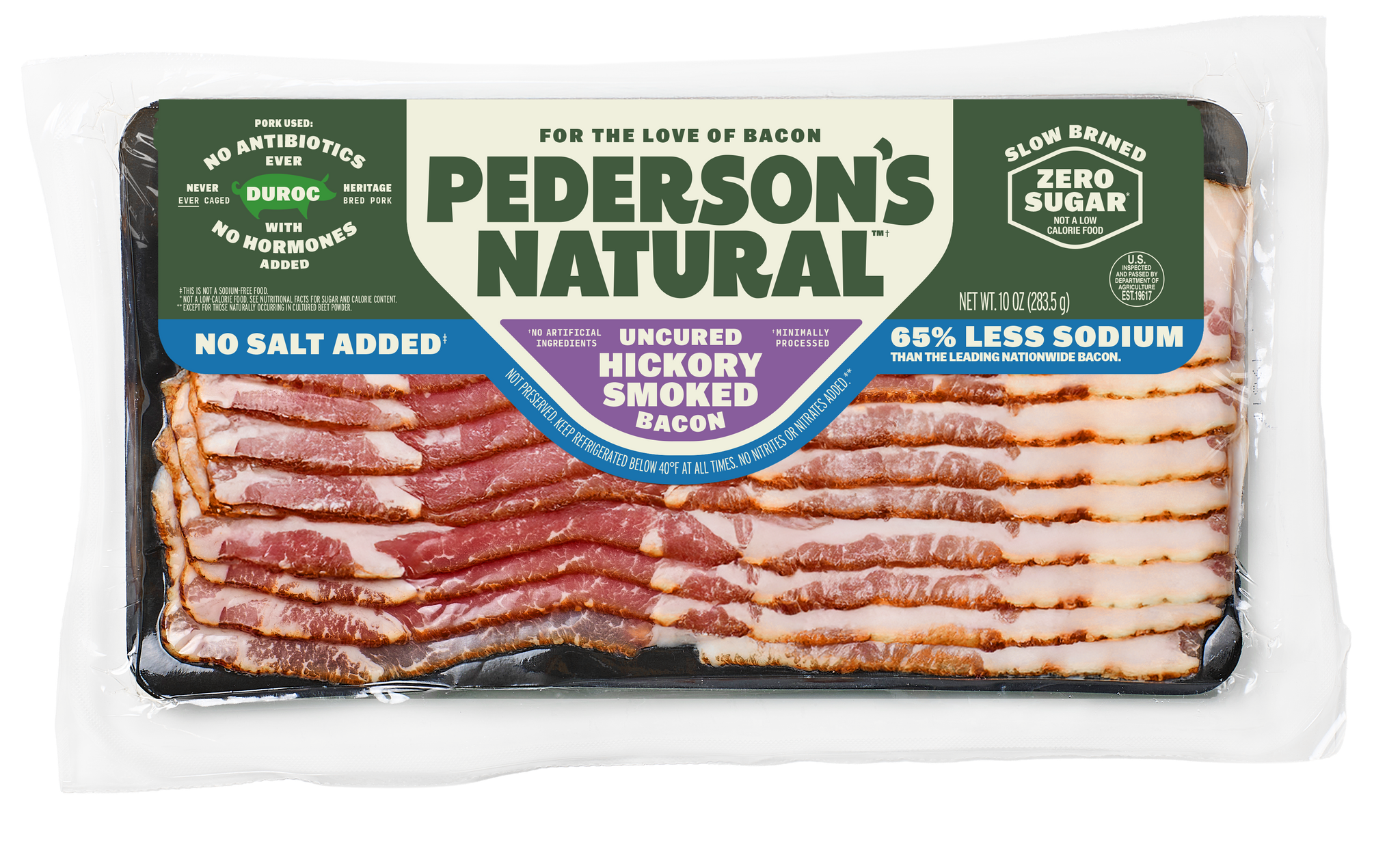 *NEW* Uncured Hickory Smoked No Salt Bacon (4 Pack)