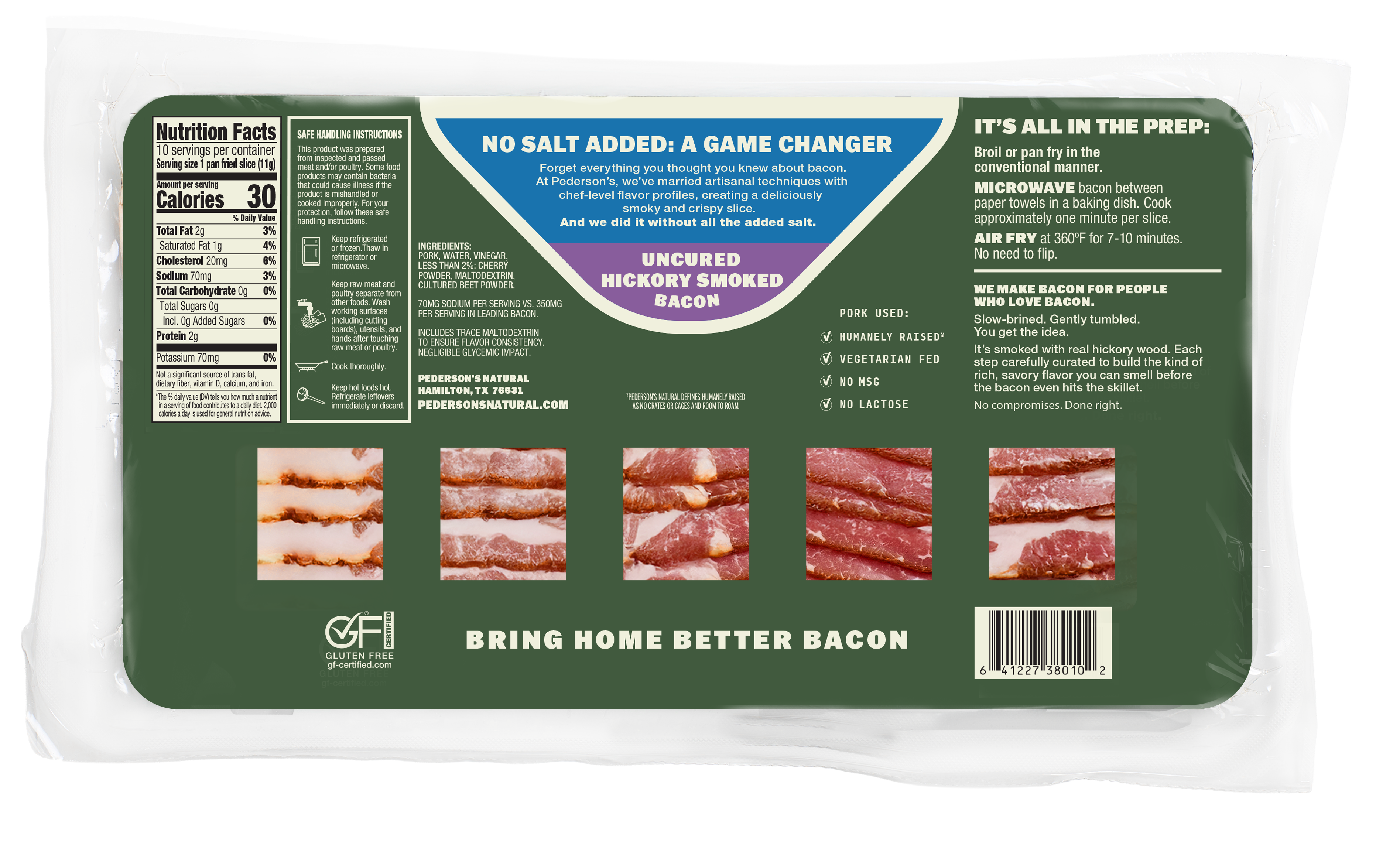 *NEW* Uncured Hickory Smoked No Salt Bacon (4 Pack)