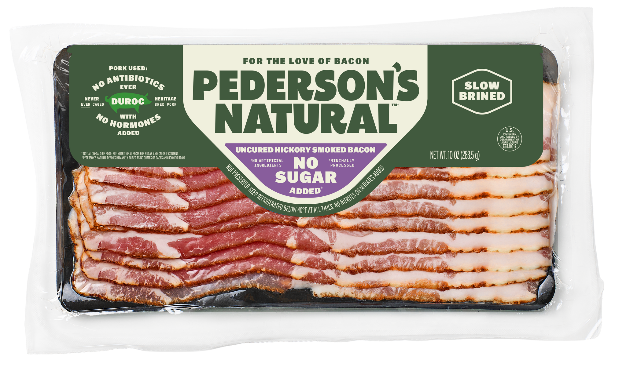 No Sugar Added Hickory Smoked Uncured Bacon (4 Pack)