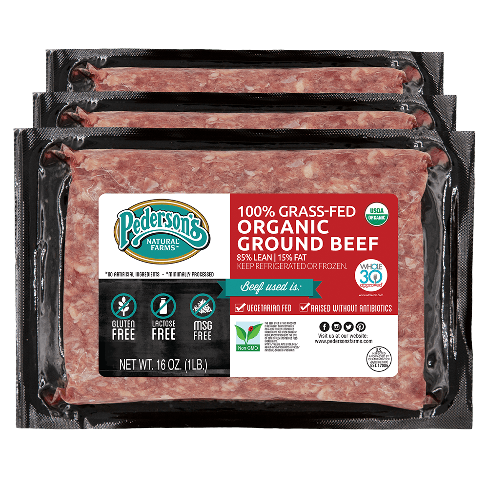 100% Grass Fed Organic Ground Beef (3 Packages) - Pederson's Natural Farms