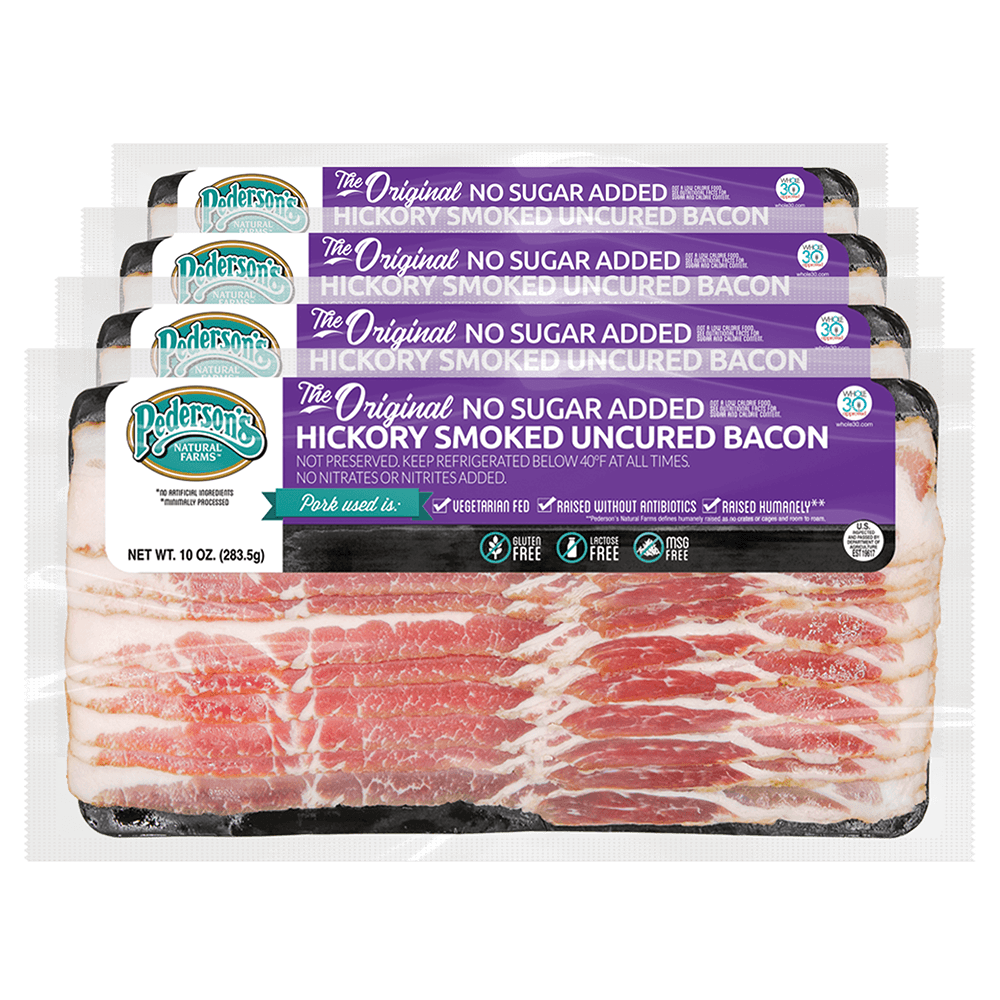 No Sugar Added Hickory Smoked Uncured Bacon (4 Pack)
