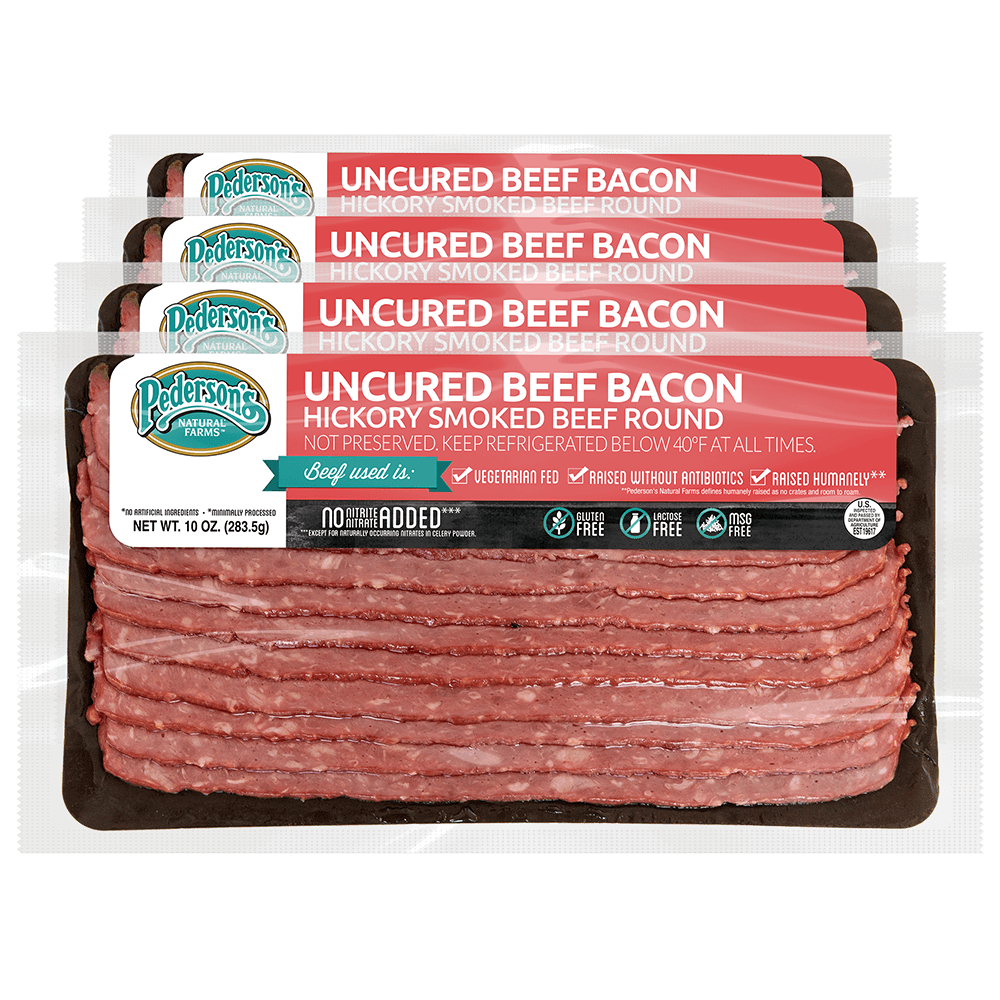 Uncured Hickory Smoked Beef Bacon (4 Pack)