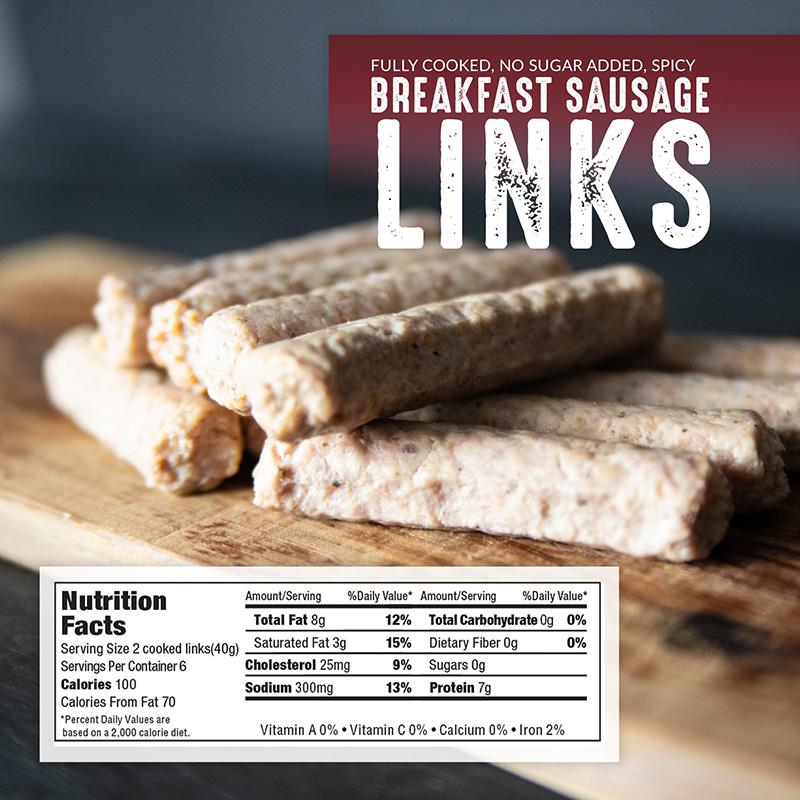 Fully Cooked Spicy Breakfast Sausage Links (4 Pack) - Pederson's Natural Farms