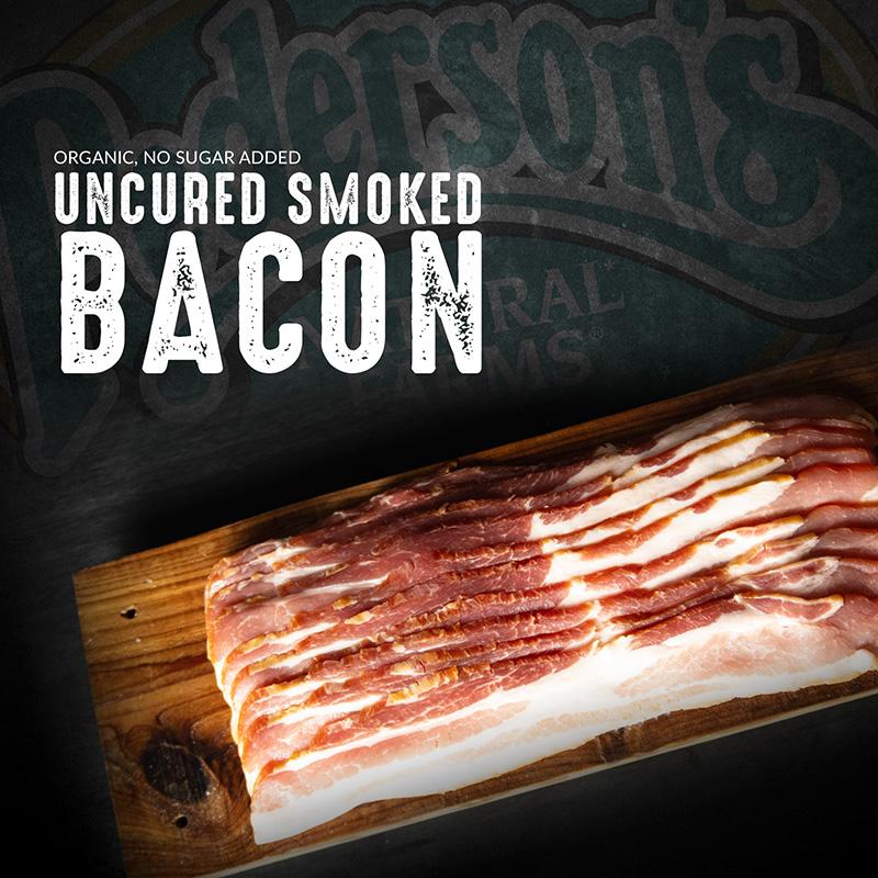 Organic No Sugar Added Uncured Smoked Bacon (4 Pack) - Pederson's Natural Farms
