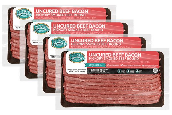 Uncured Hickory Smoked Beef Bacon (4 Pack) - Pederson's Natural Farms